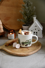 Green Land Rover and Collie Mug