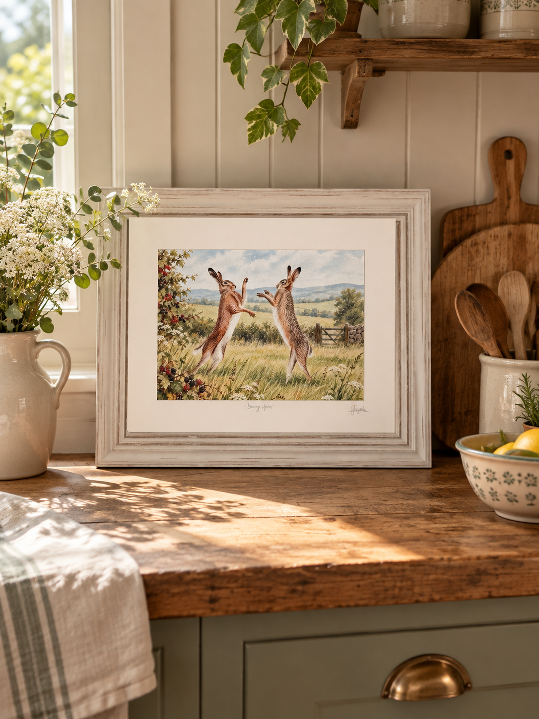 Boxing Hares in the Countryside