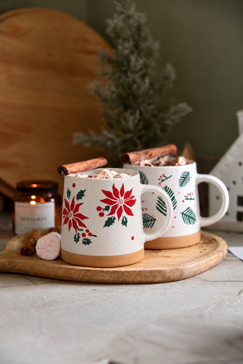 Embossed Poinsettia Mug