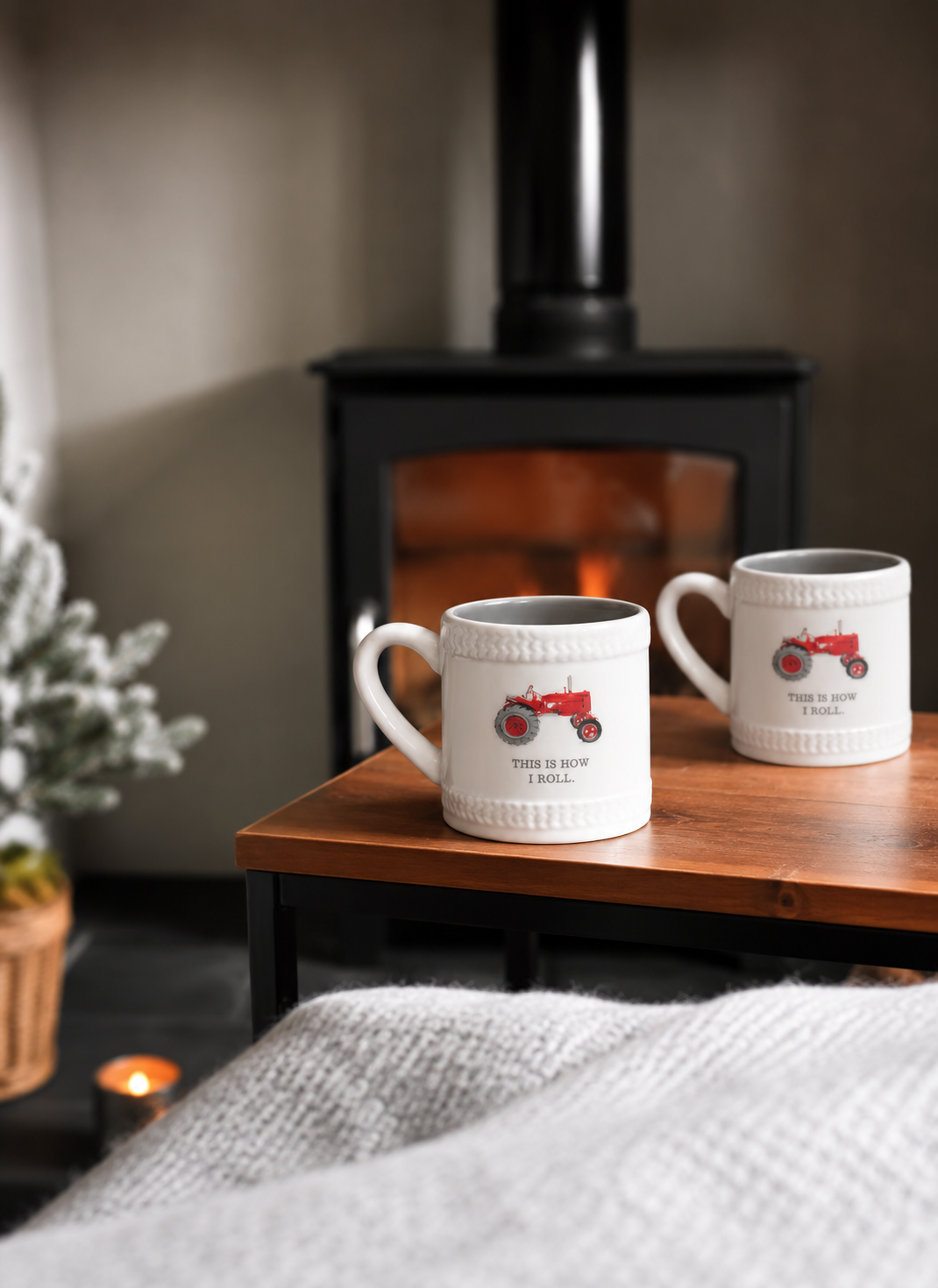 Embossed Red Tractor Mug