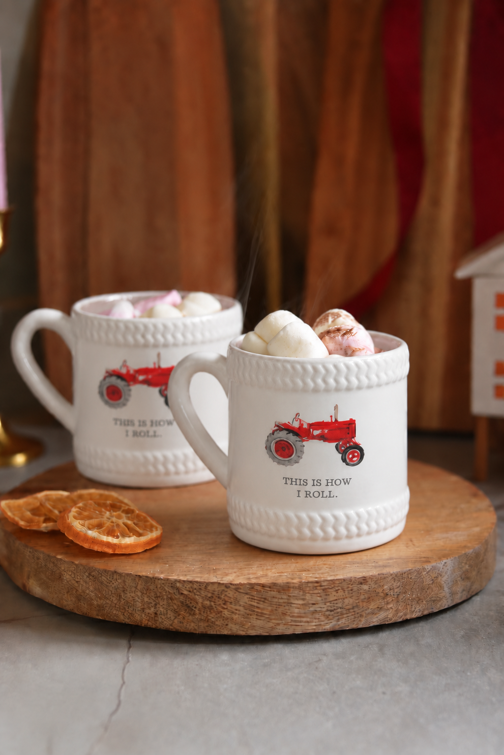 Embossed Red Tractor Mug