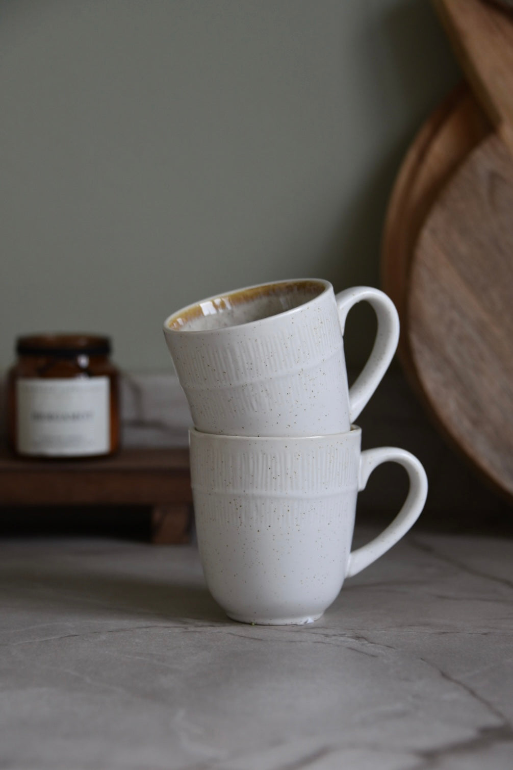 Artisan White and Beige Speckle Mug