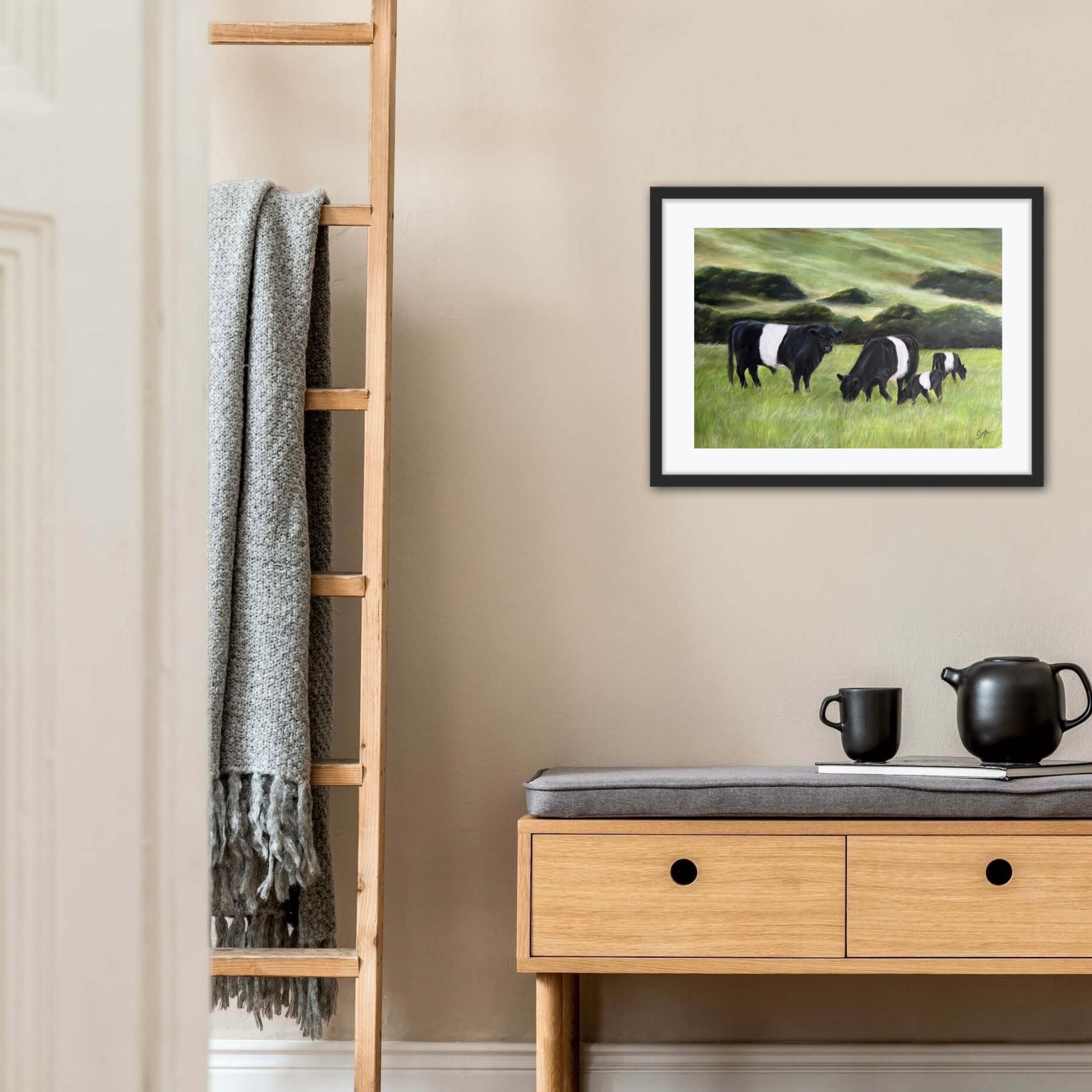 Belted Galloways Landscape Print