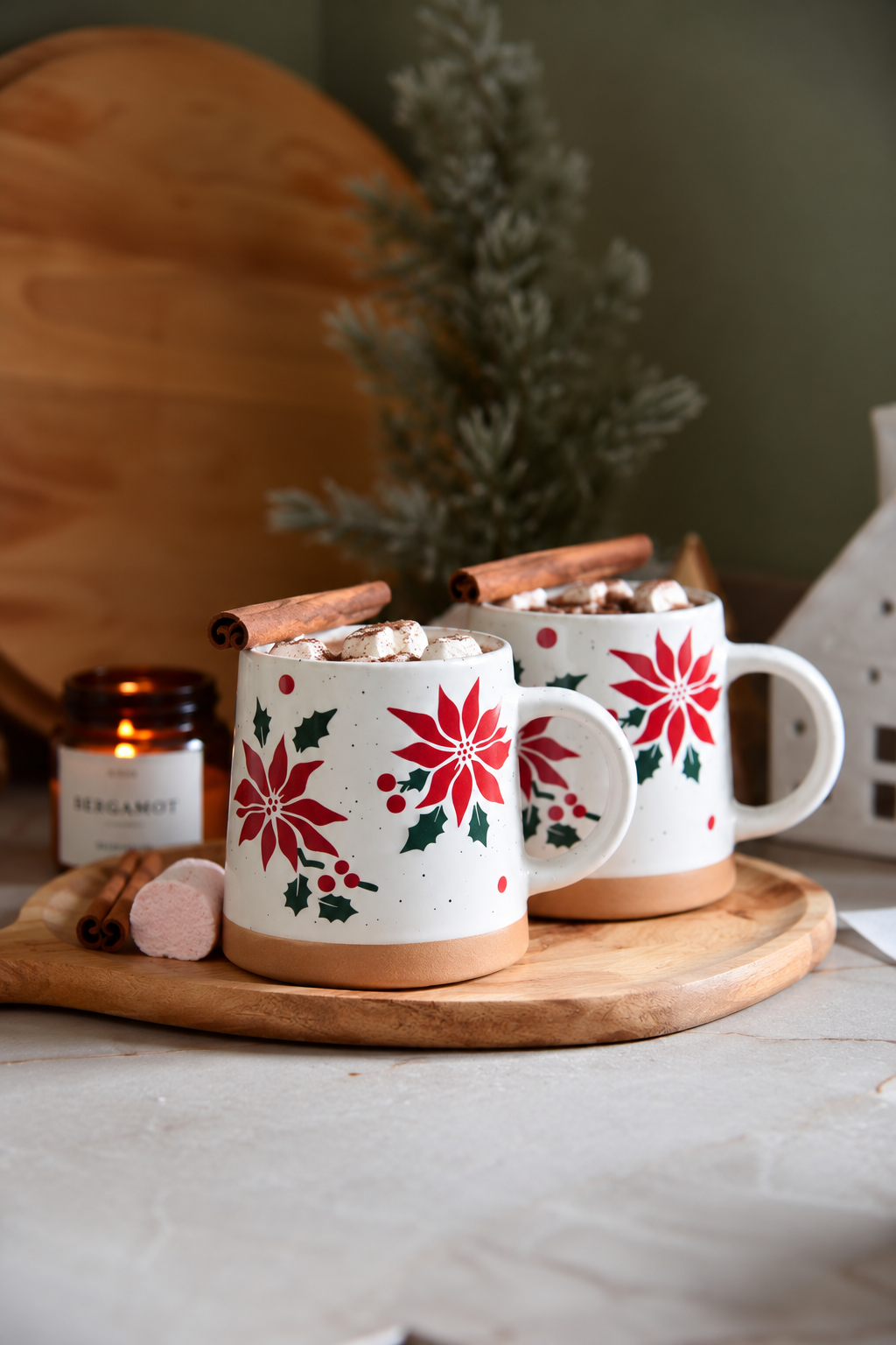 Embossed Pine Sprigs and Berry Mug