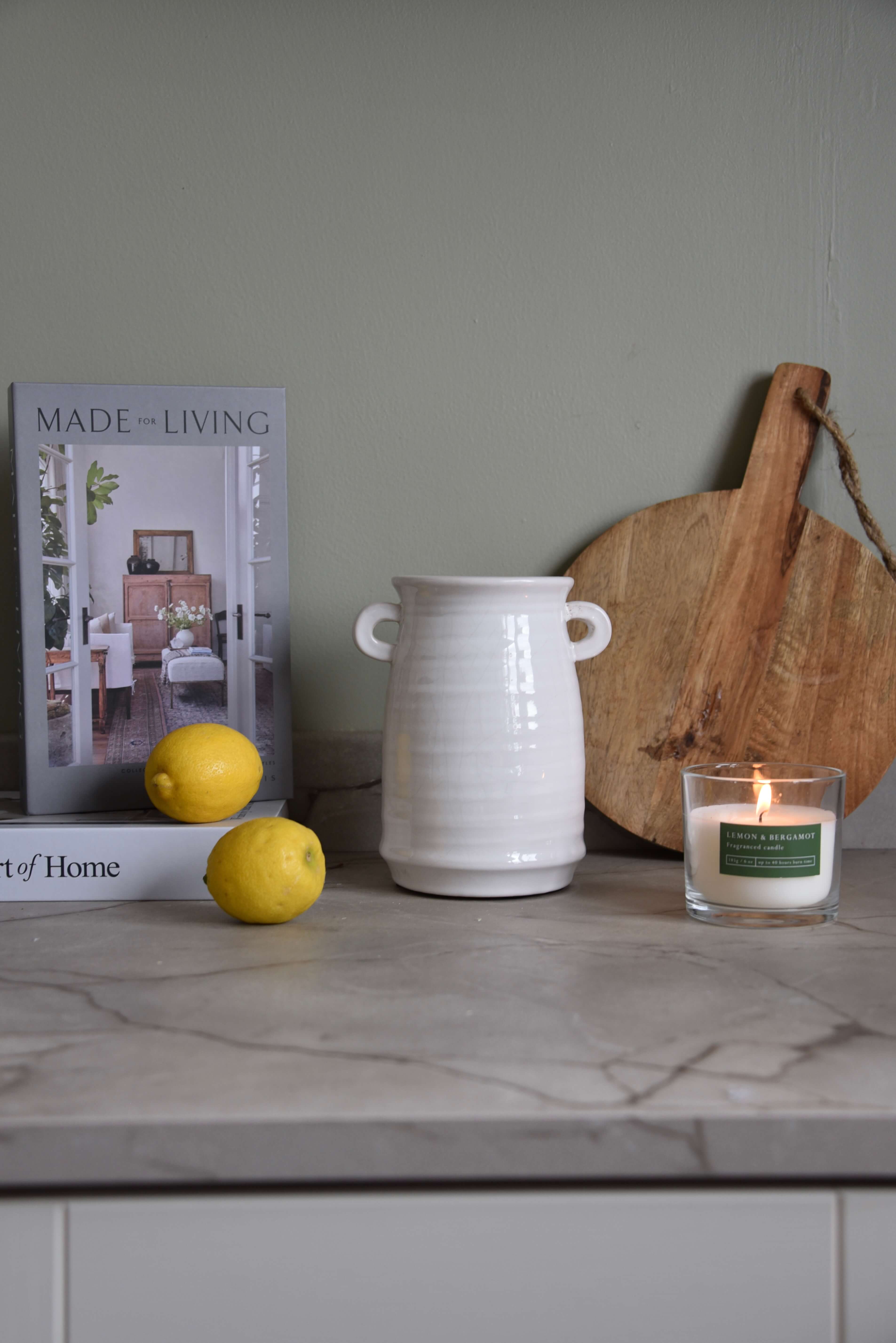 White Ceramic Vase with Handles