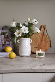 White Ceramic Vase with Handles
