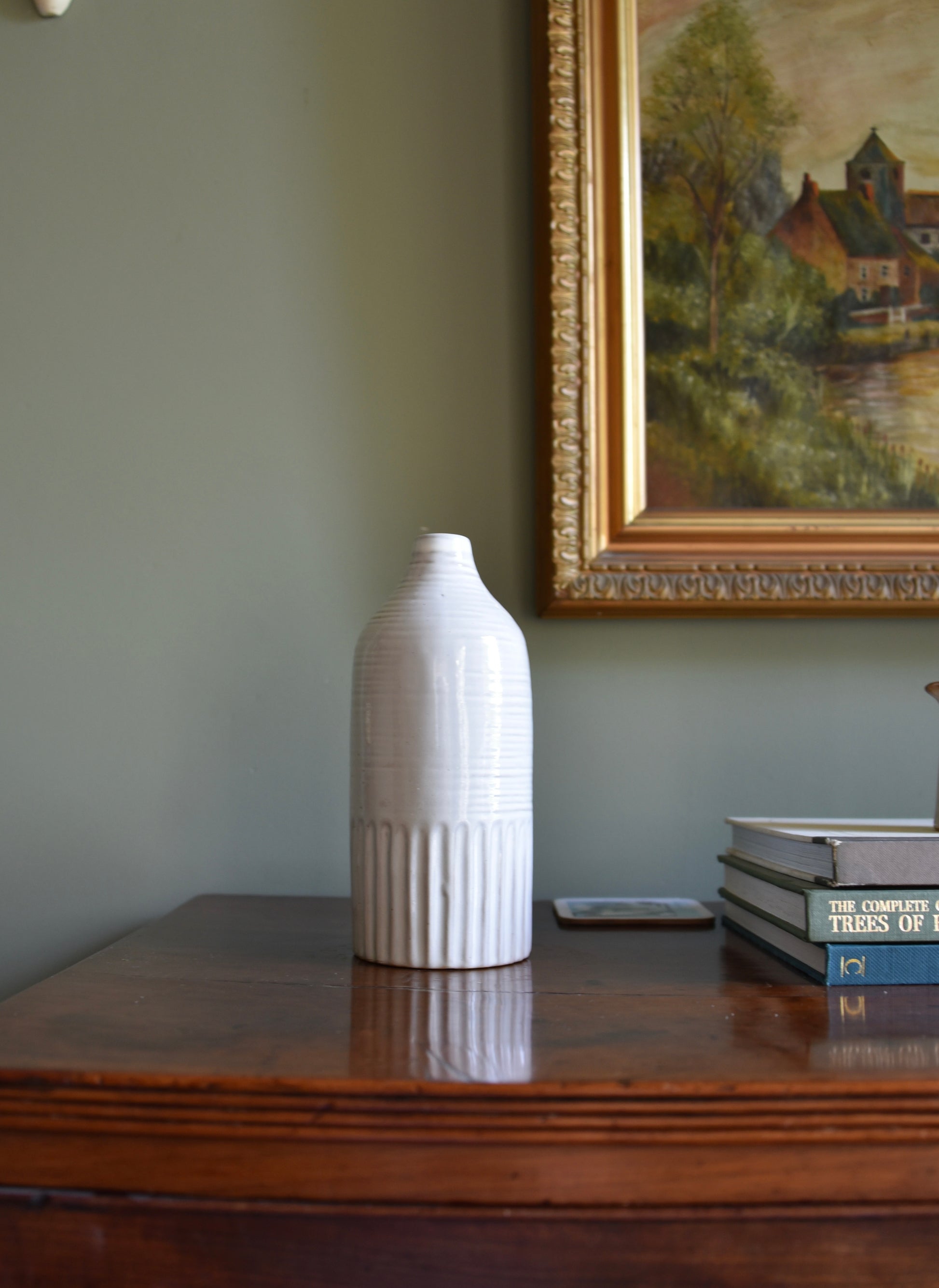 Milky White Embossed Vase