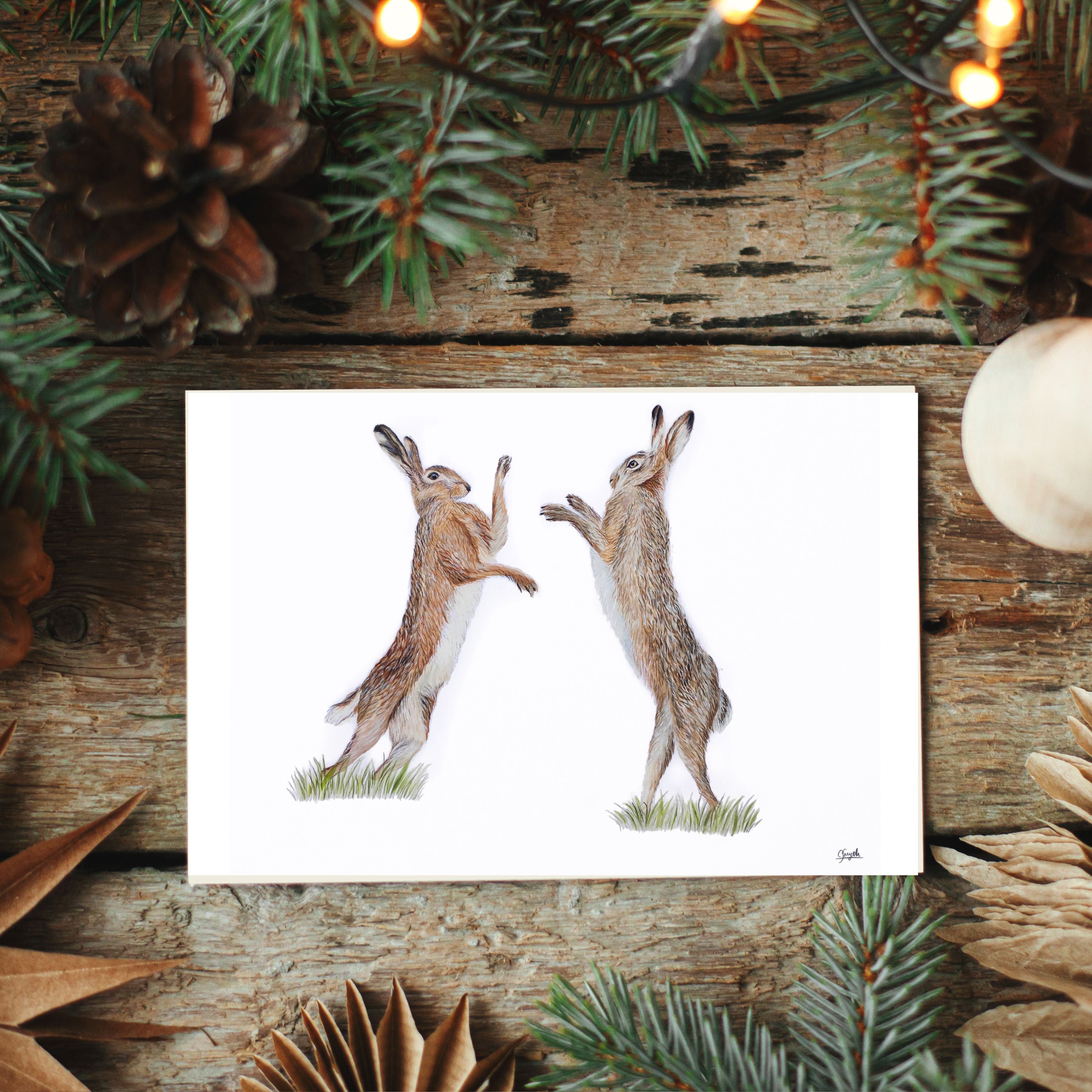 Boxing Hares Print