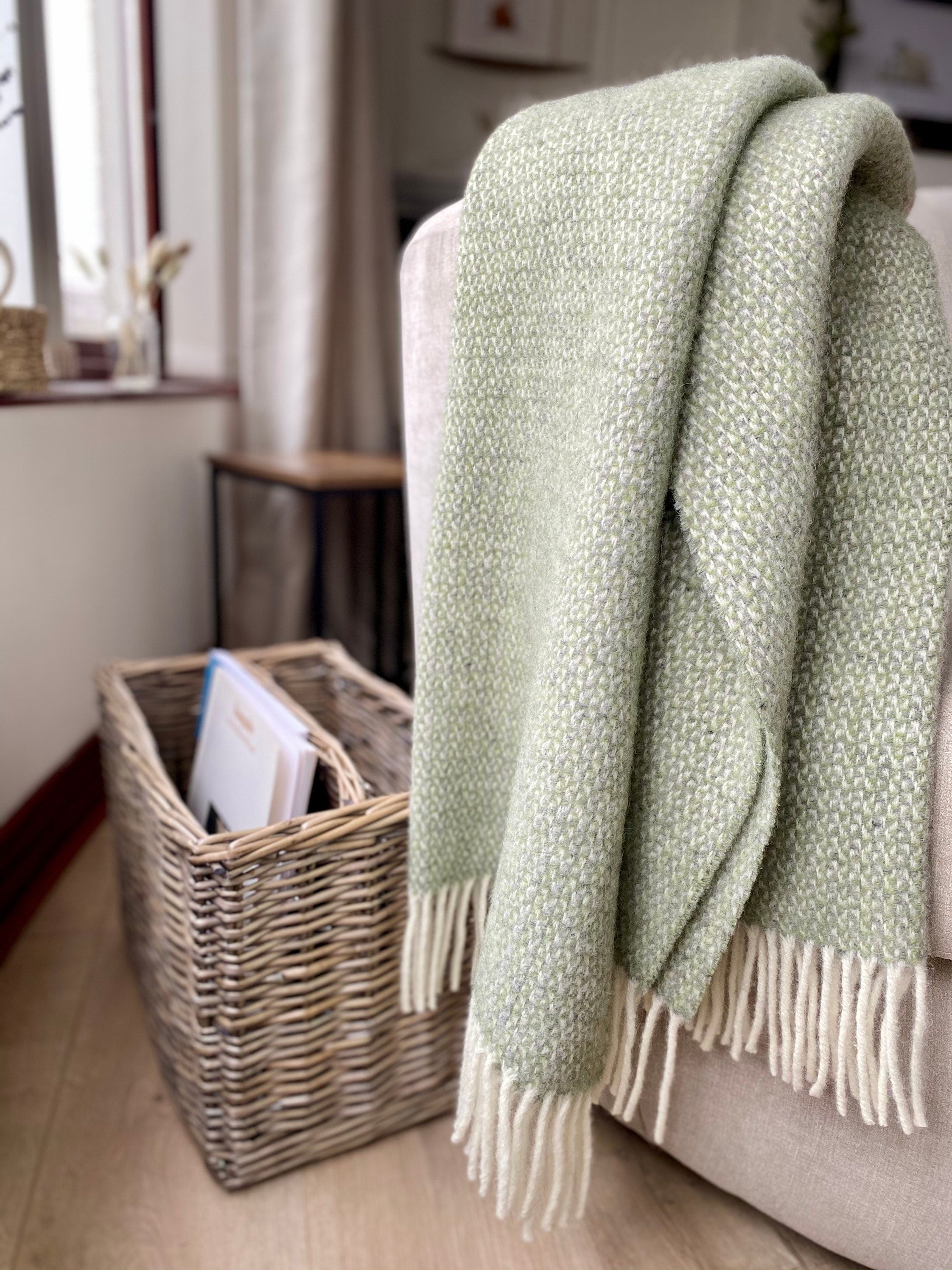 Green and Grey Wool Throw