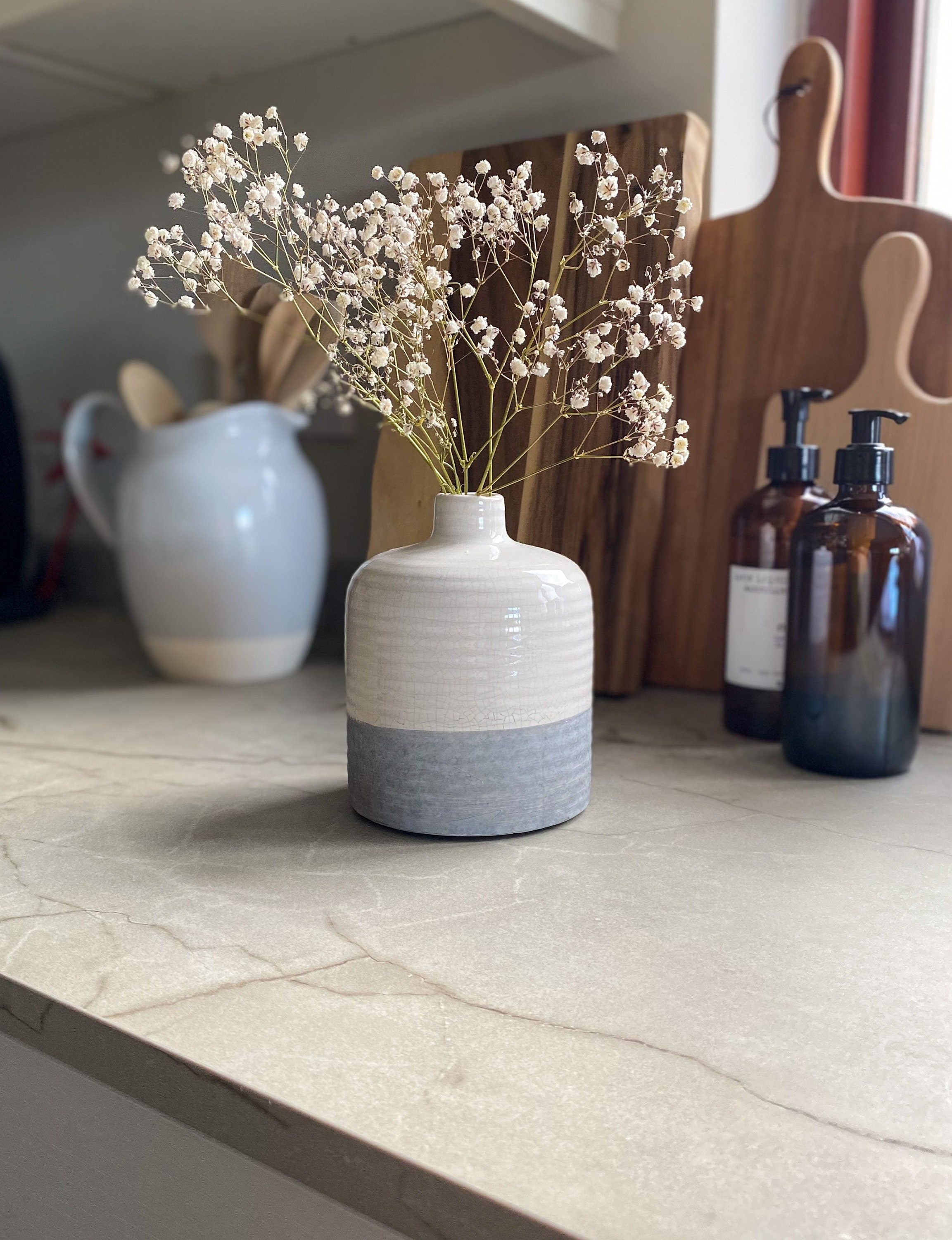 Grey and White Two Tone Ceramic Vase