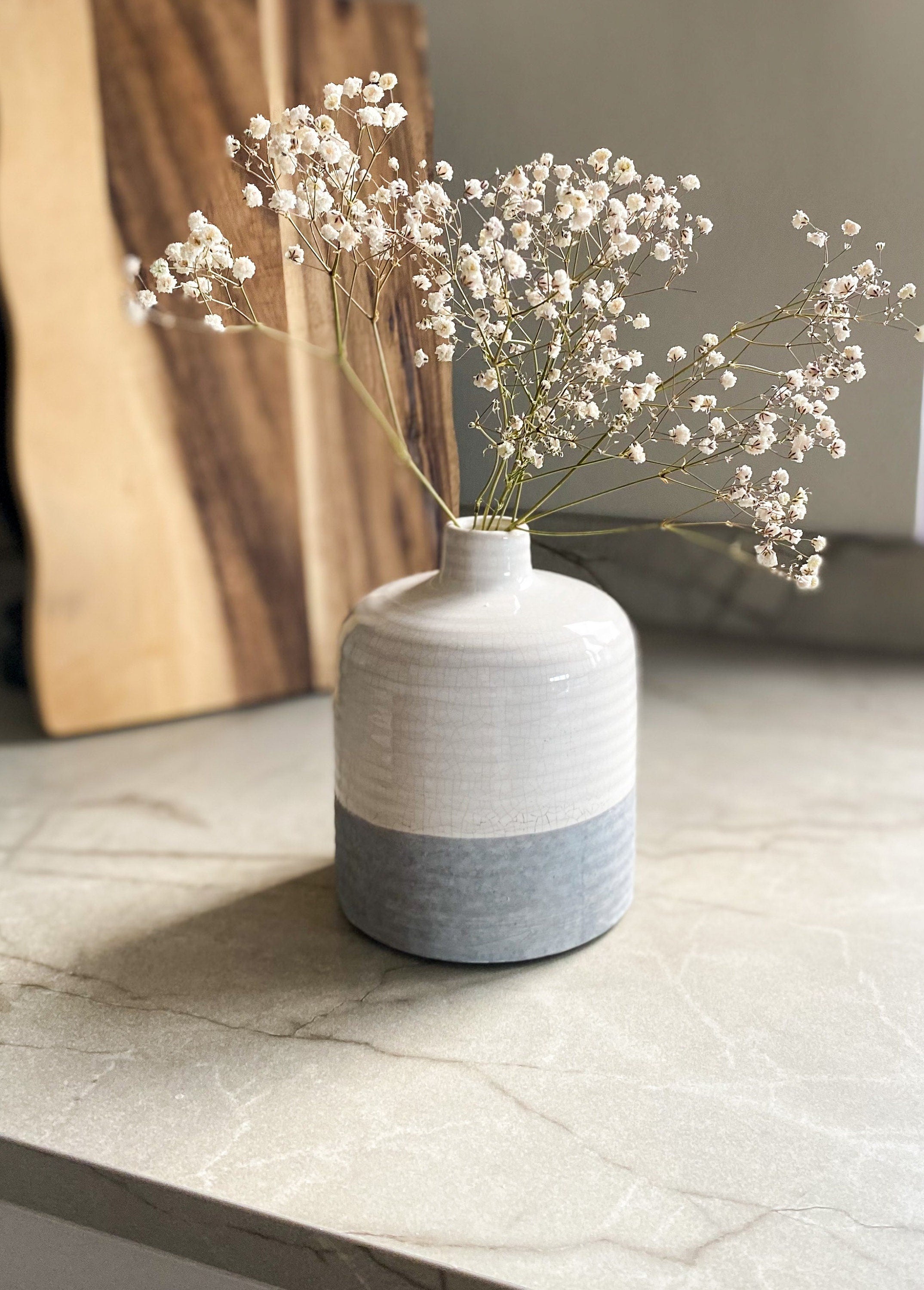 Grey and White Two Tone Ceramic Vase