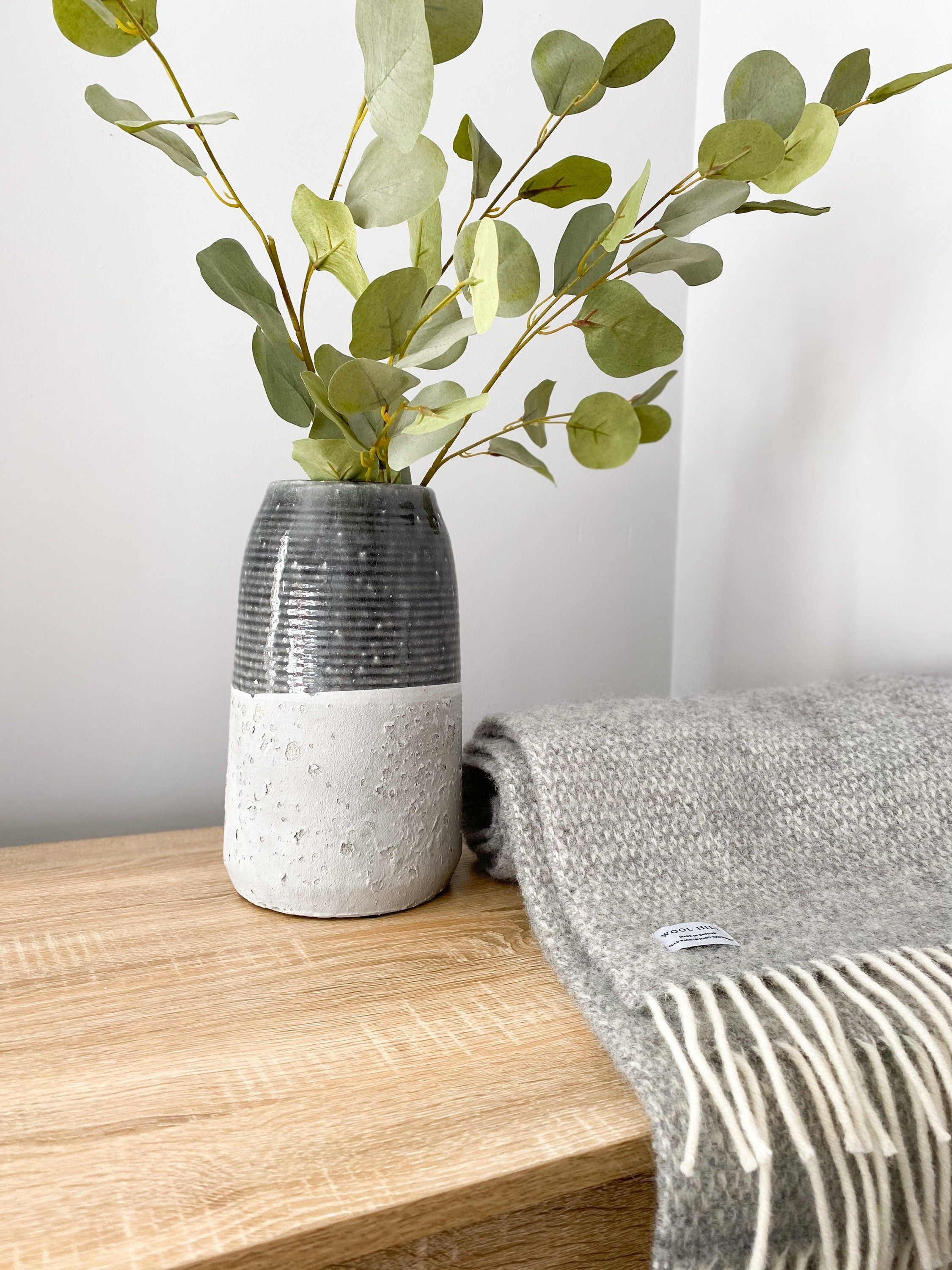 Grey and Charcoal Rustic Stoneware Vase