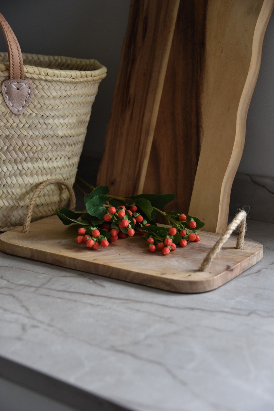 Red and Orange Hypericum Berries with Green leaves