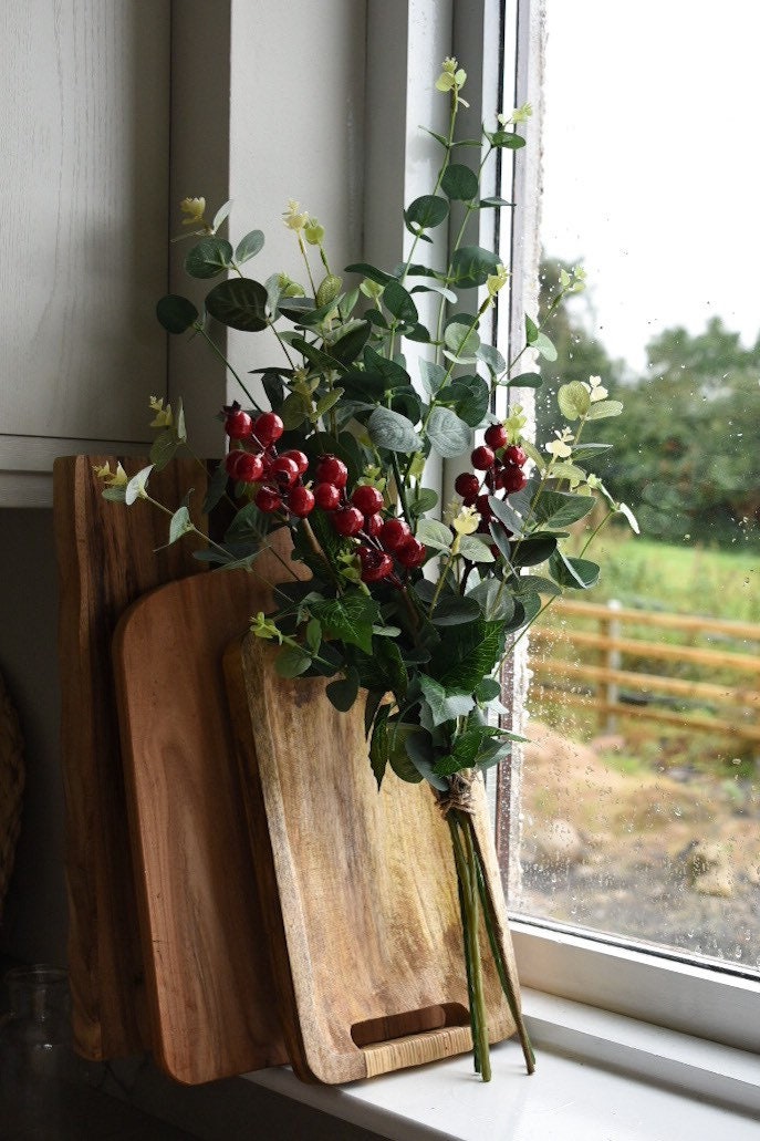 Red Berries and Eucalyptus Foliage