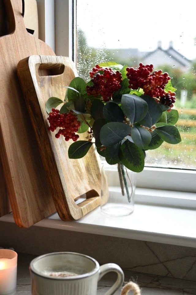 Petite Red Berry and Eucalyptus Bouquet