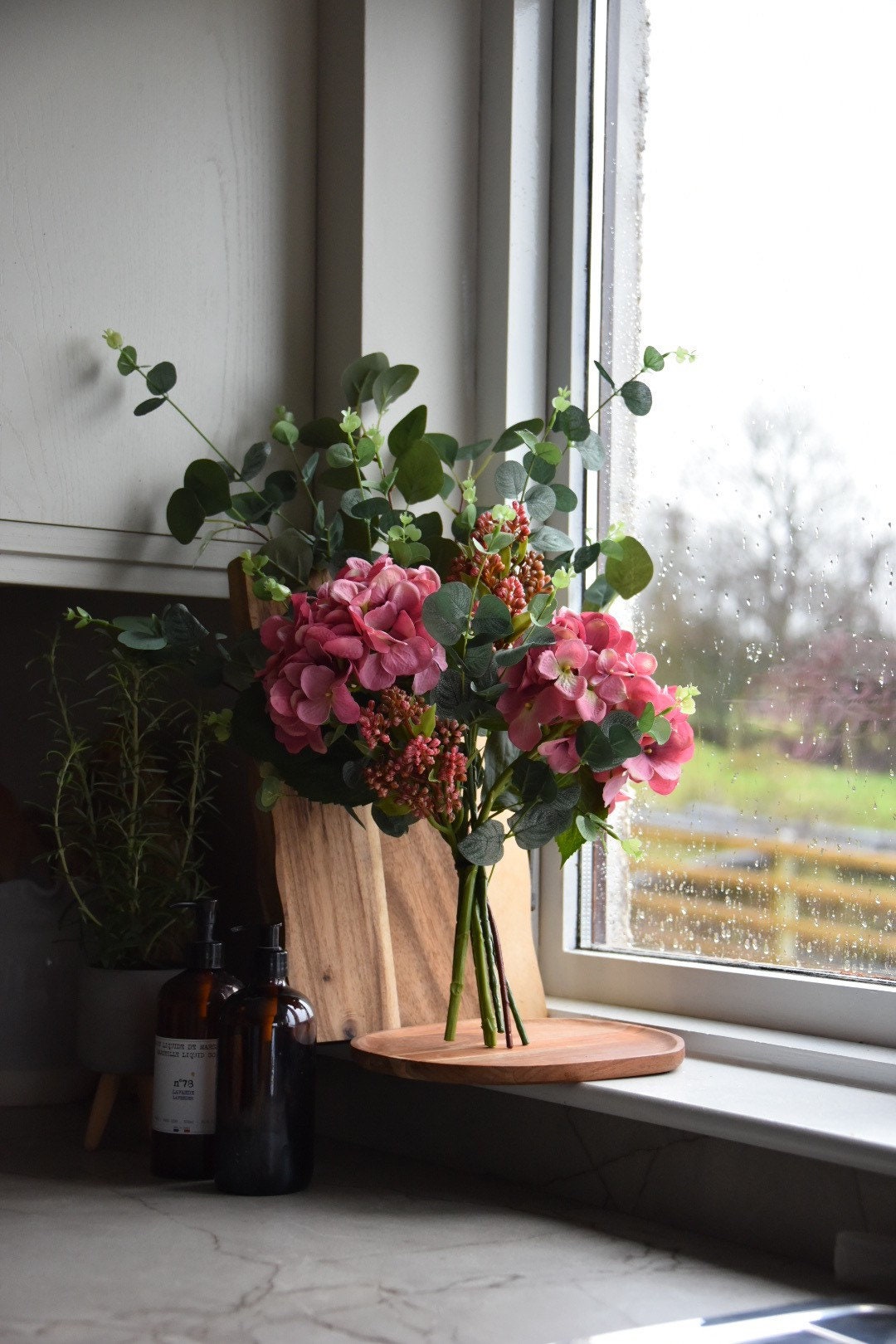 Pink Hydrangea and Berries Flower Arrangement