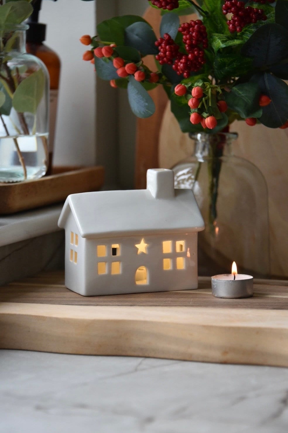 White Ceramic House LED Light