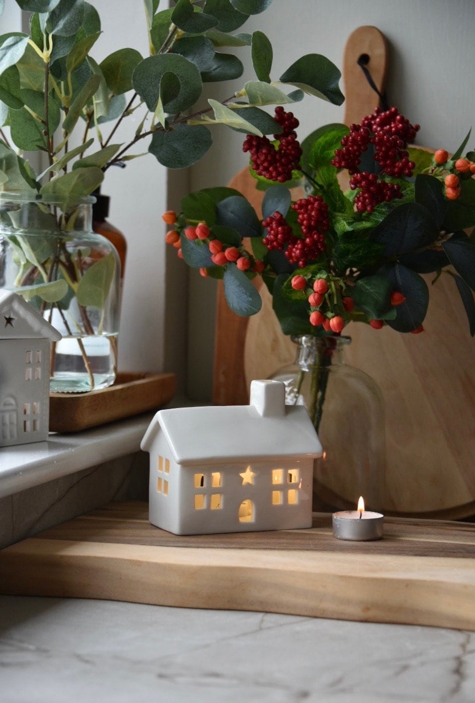 White Ceramic House LED Light