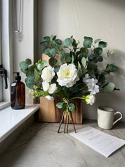 Ivory Hydrangea and Roses Flower Arrangement