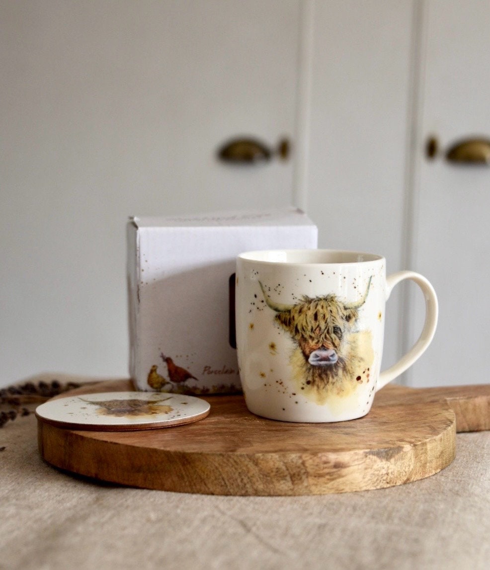 Highland Cow Mug and Coaster