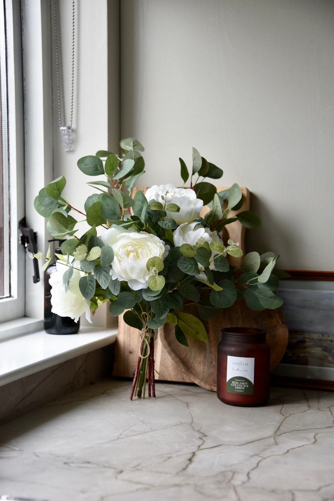 Ivory Peony Rose Flower Arrangement