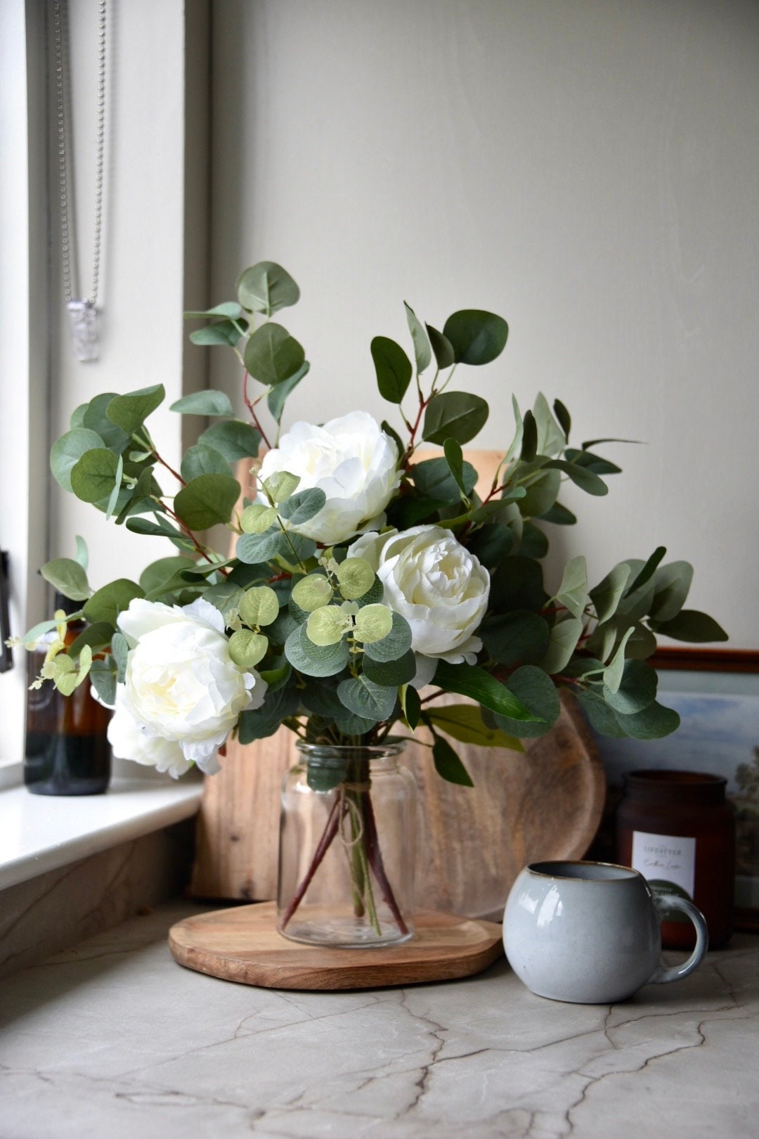 Ivory Peony Rose Flower Arrangement