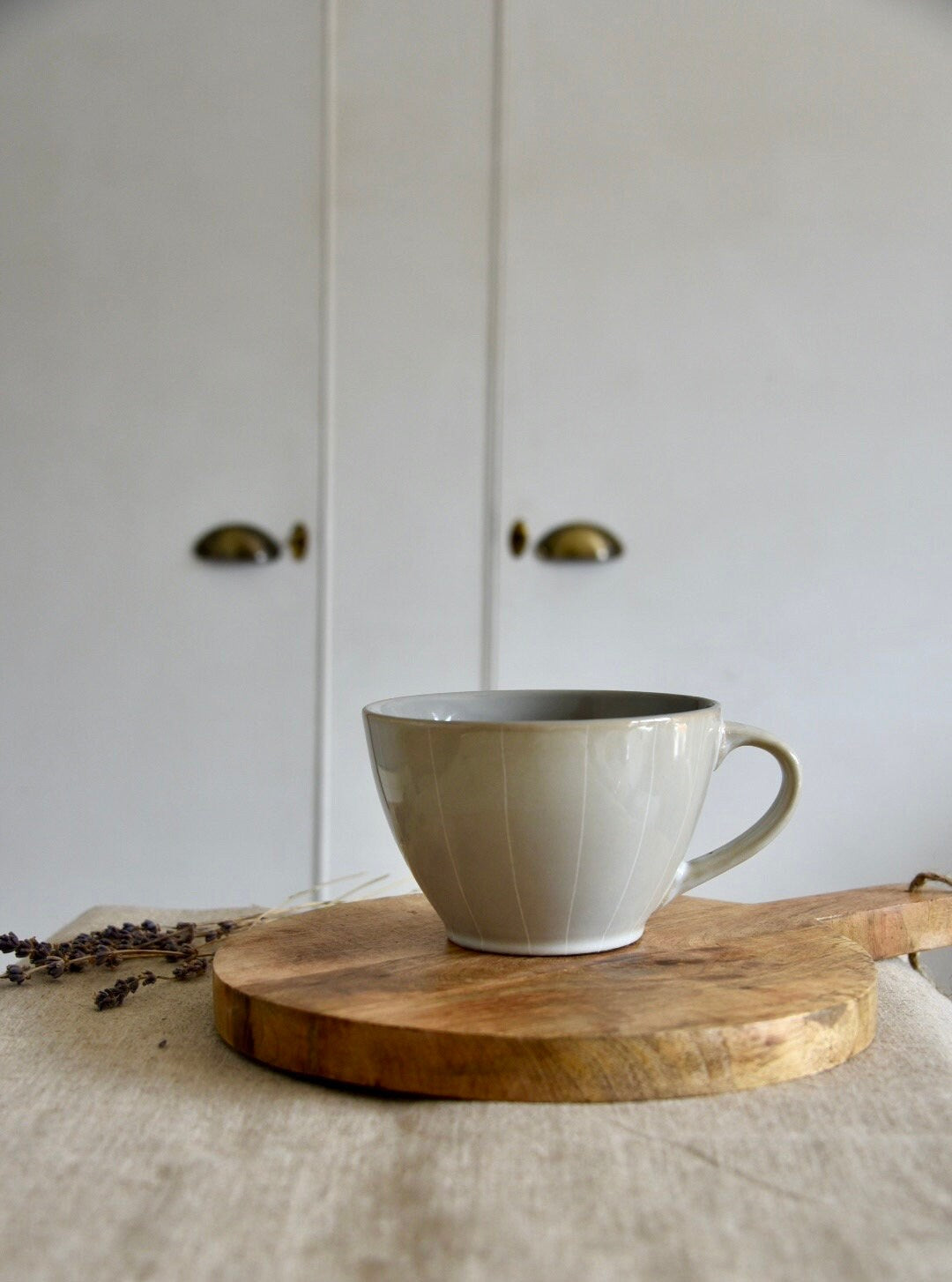 Stone Glaze Breakfast Mug With Stripes