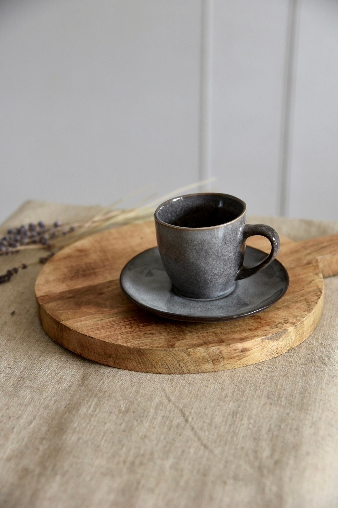 Grey Reactive Espresso Mug and Saucer