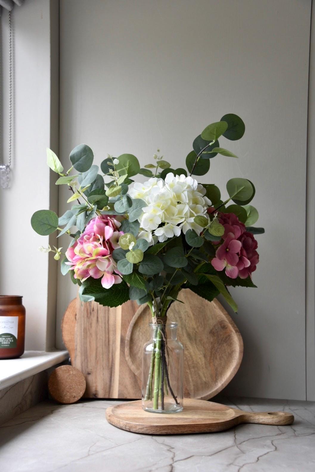 Pink and Ivory Hydrangea Flowers