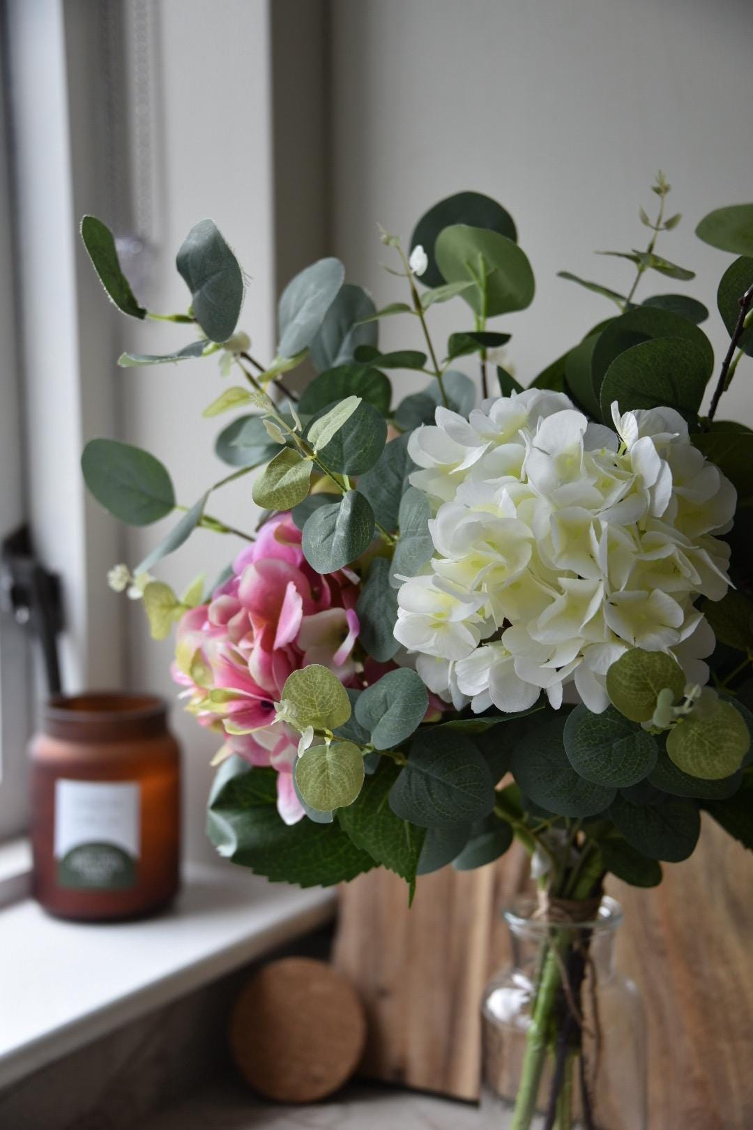 Pink and Ivory Hydrangea Flowers