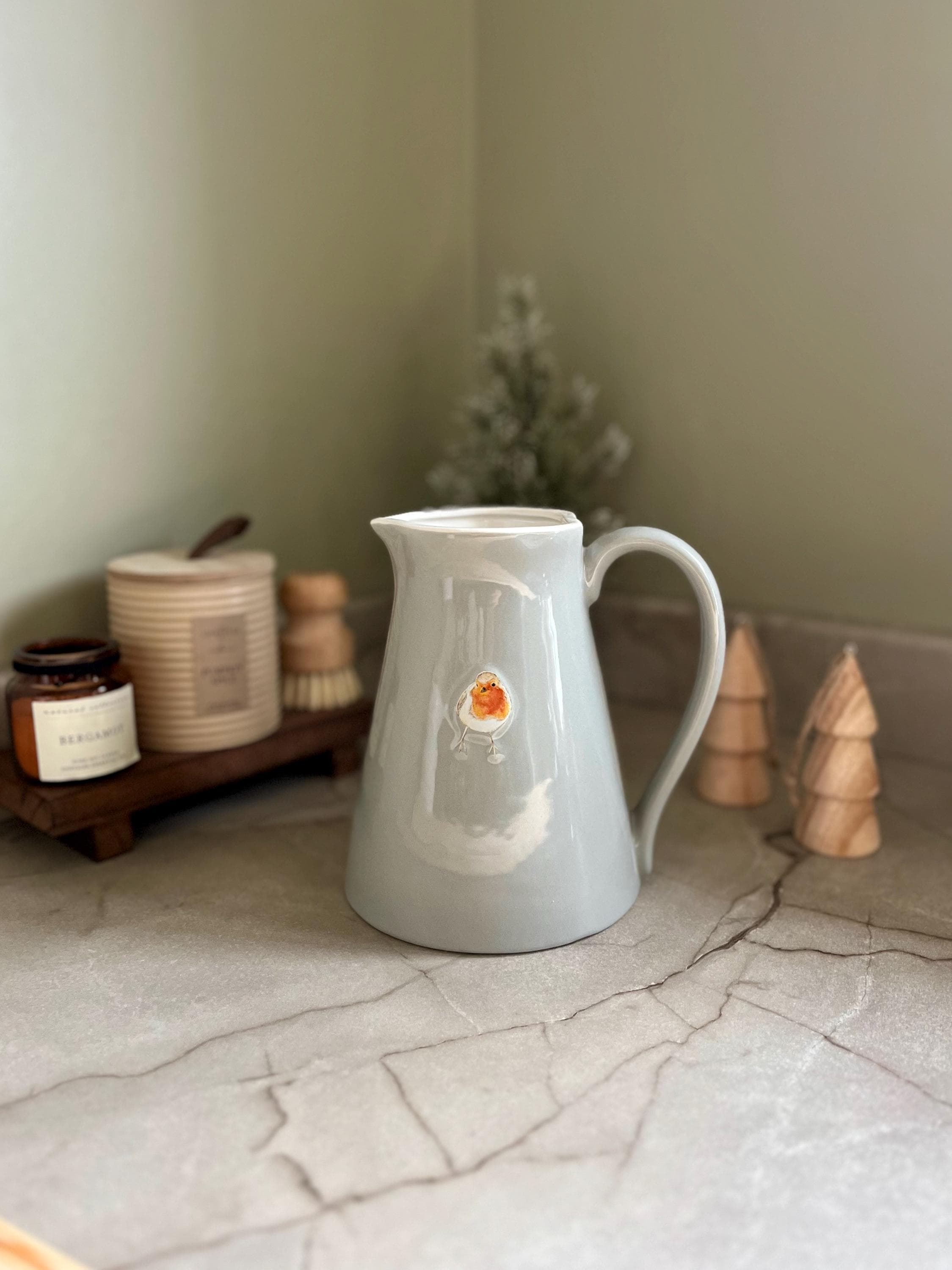 Embossed Robin Jug Large