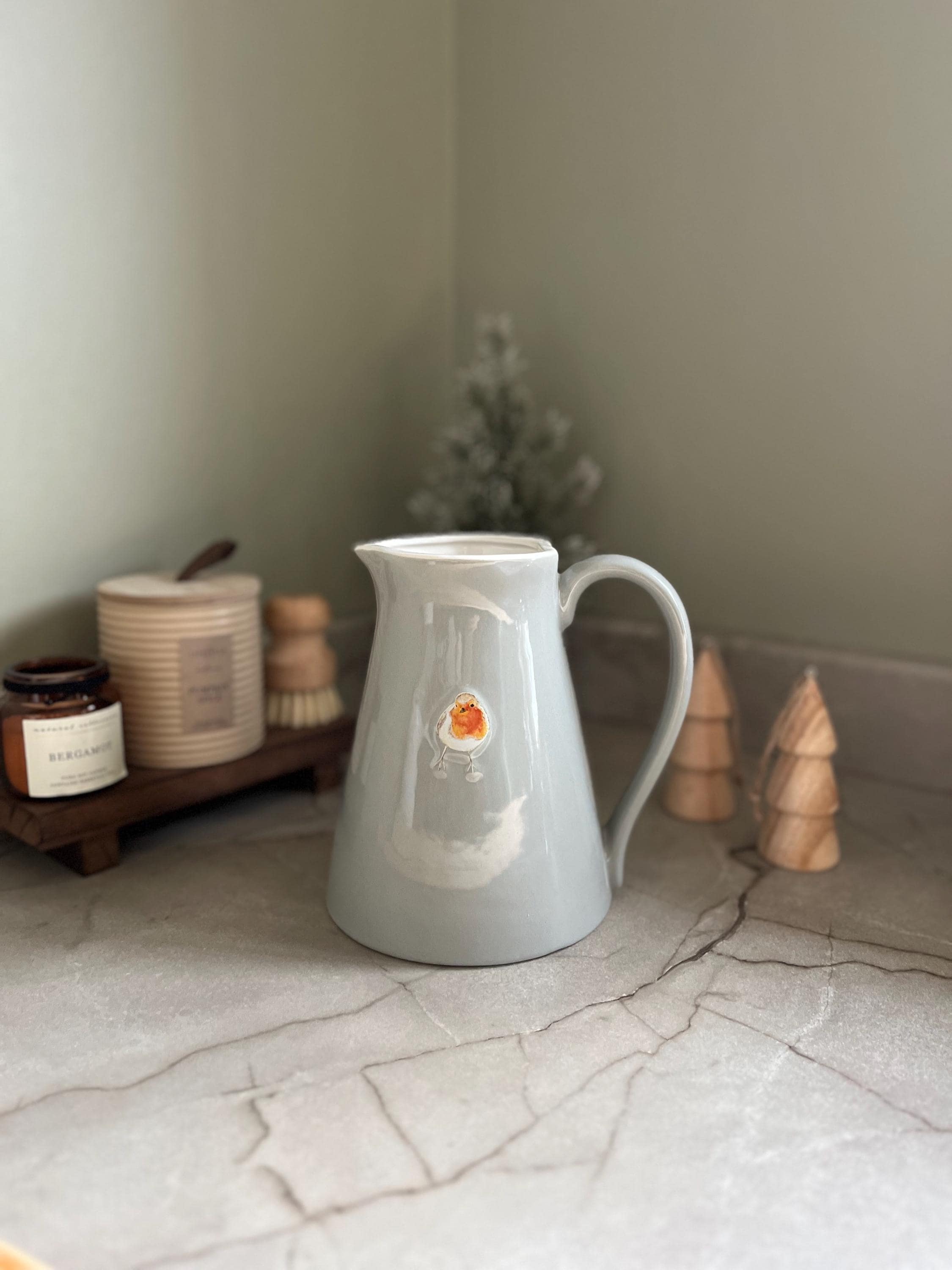 Embossed Robin Jug Large