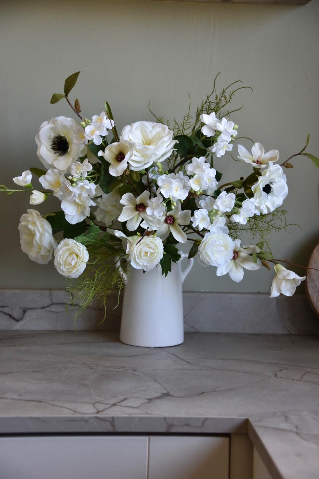 Anemone and Wildflower Faux Flower Arrangement