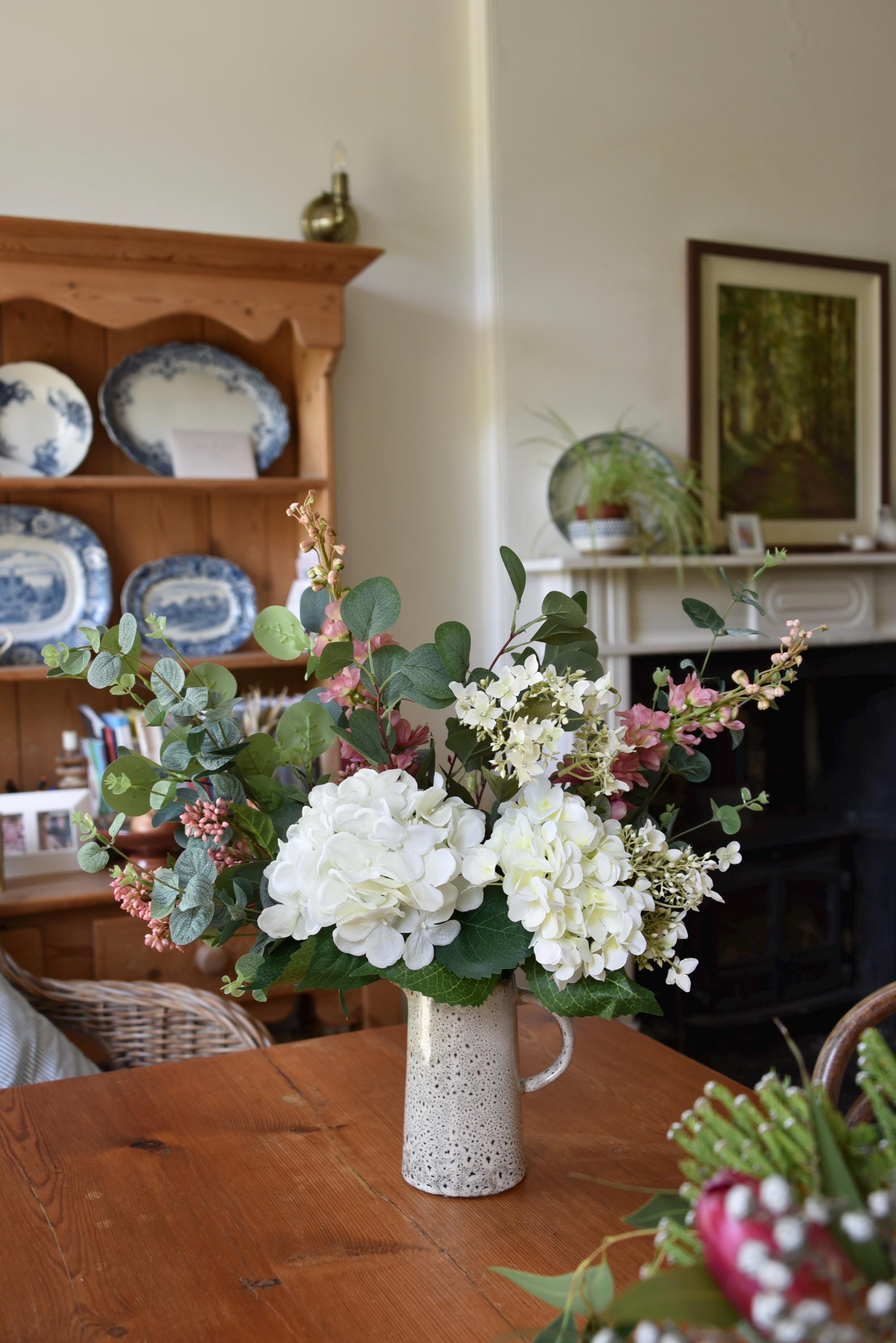 Hydrangea and Pink Delphinium Flowers