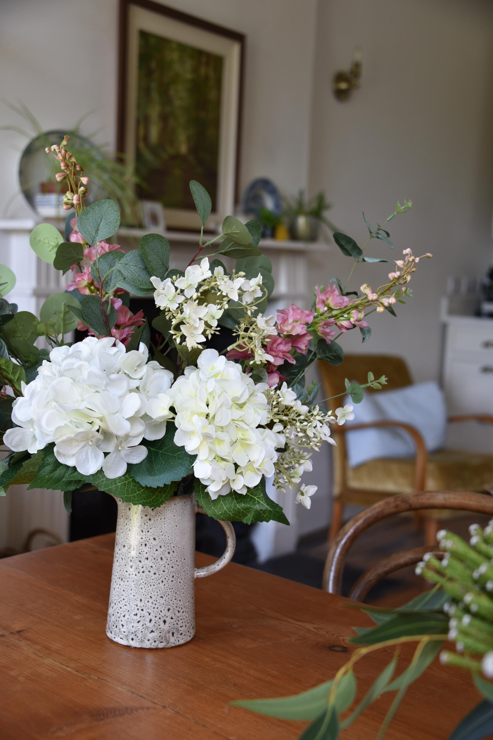 Hydrangea and Pink Delphinium Flowers