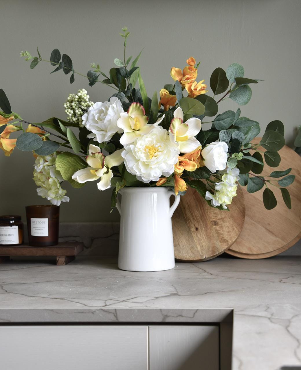 Ivory Rose and Yellow Freesia Bouquet