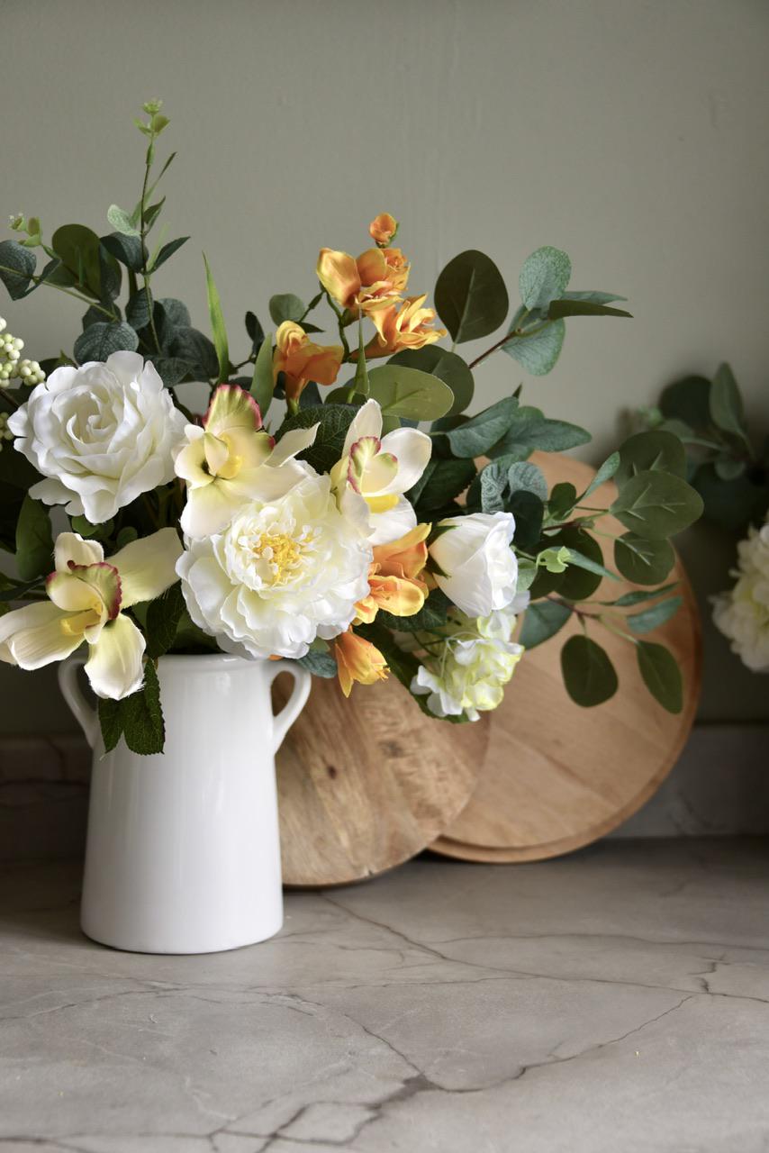 Ivory Rose and Yellow Freesia Bouquet