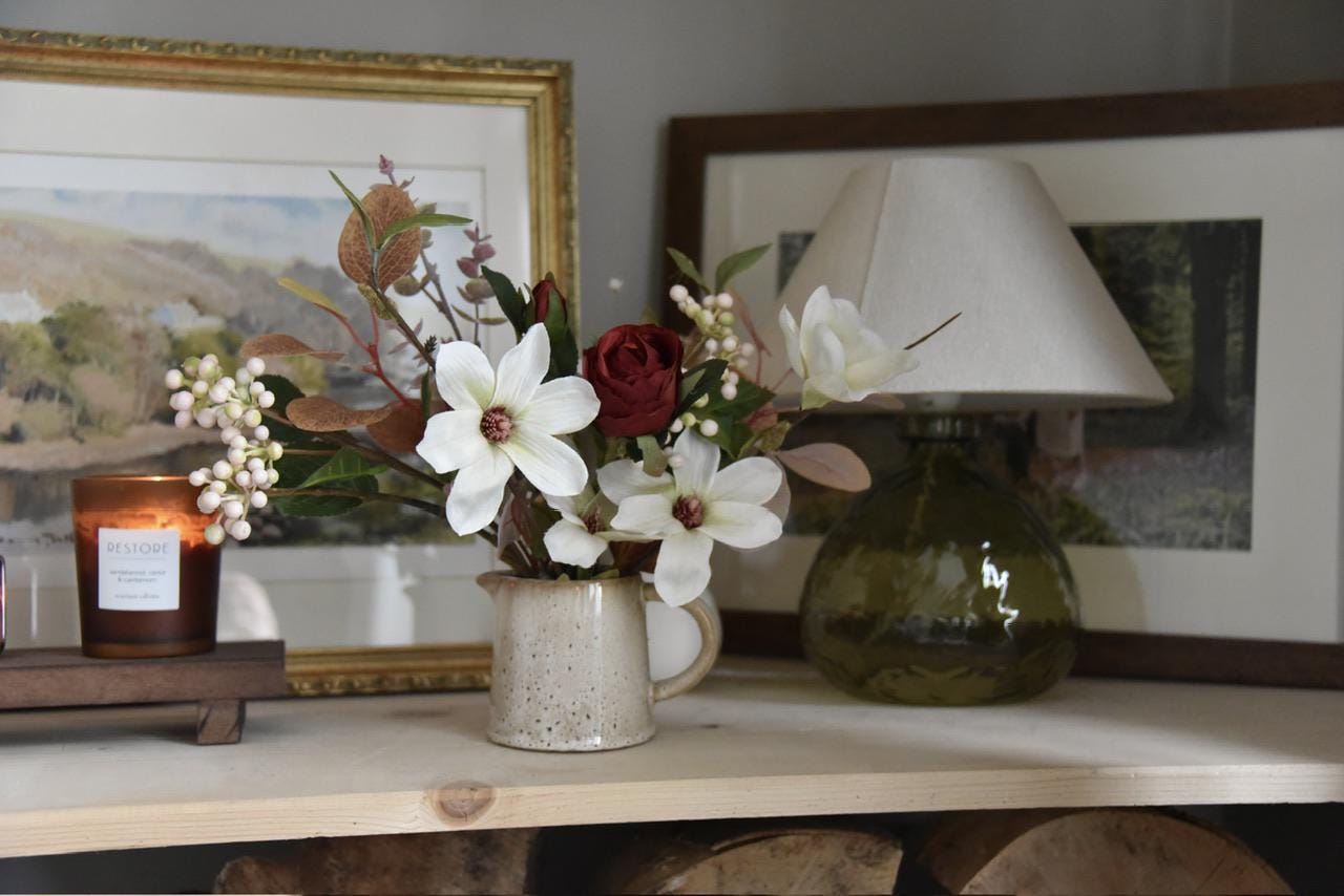 Autumn Red and Cream Floral Display