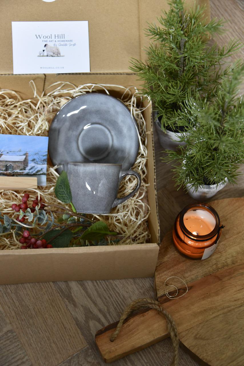 Grey Reactive Espresso Mug and Saucer Gift Set