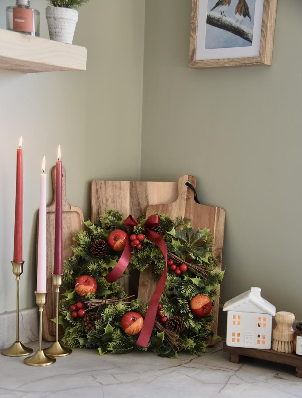 Red Berry and Pine Cone Christmas Wreath
