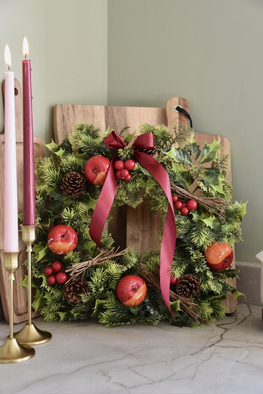Red Berry and Pine Cone Christmas Wreath