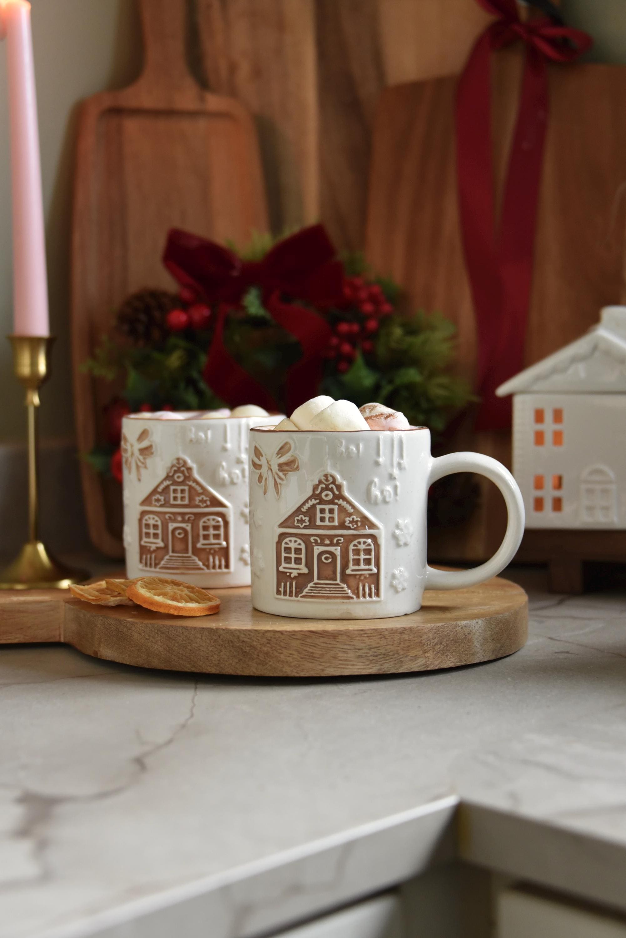 Gingerbread Embossed Christmas Mug and Art Print Set