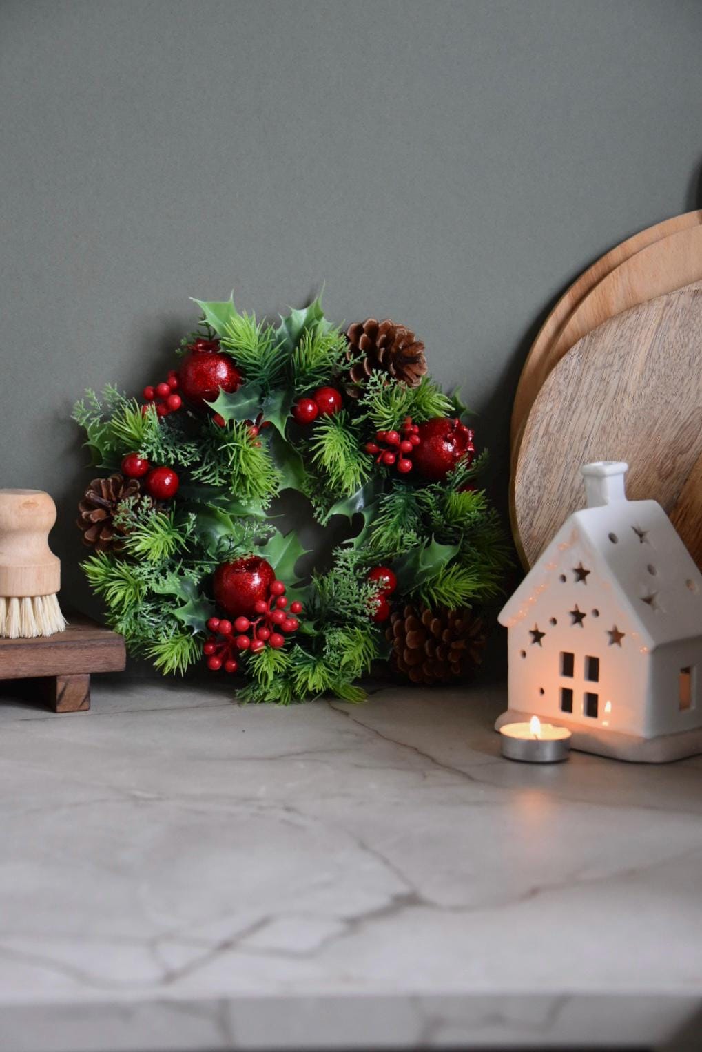 Small Artificial Red Christmas Wreath