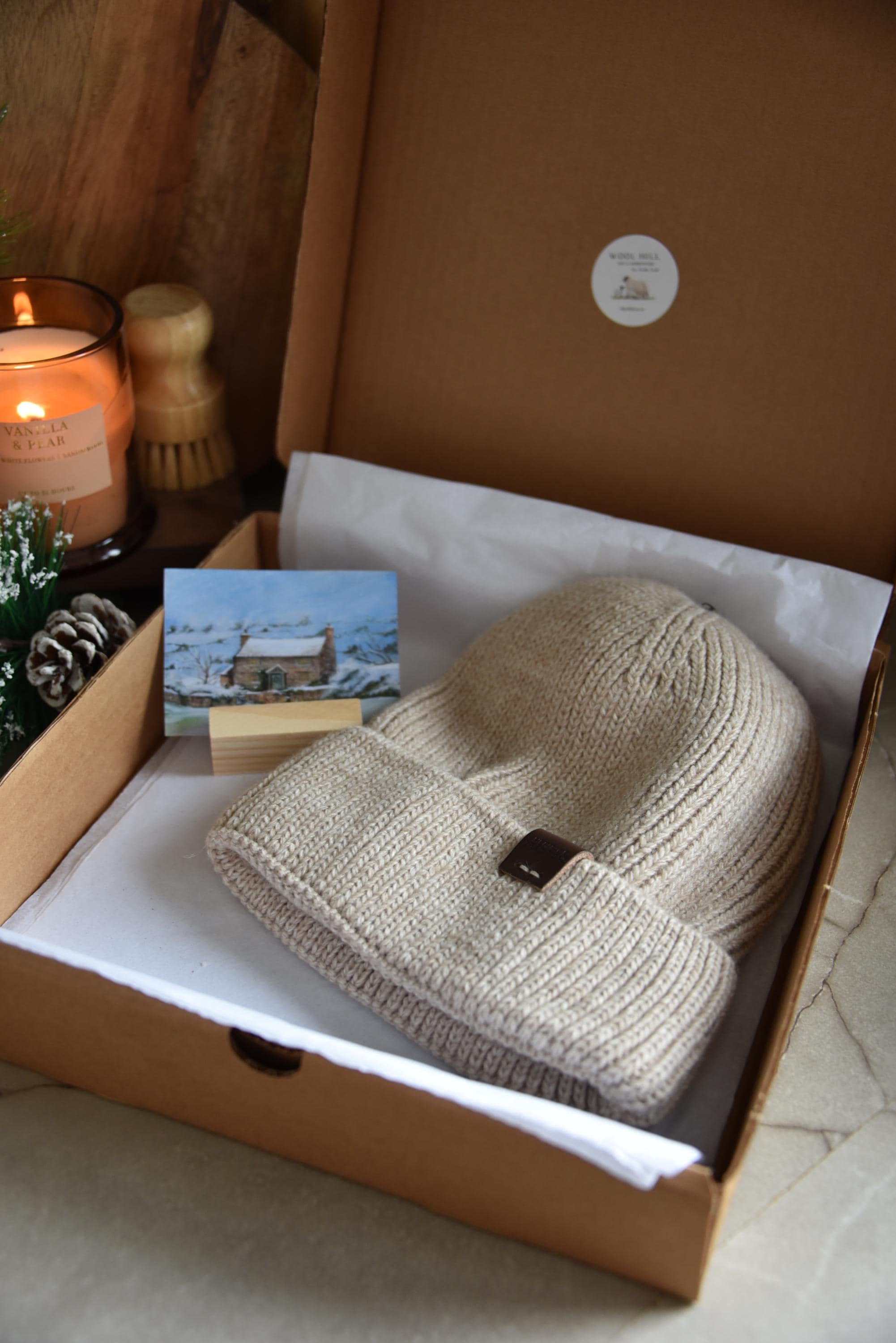 Fisherman Wool Beanie Hat Gift Set