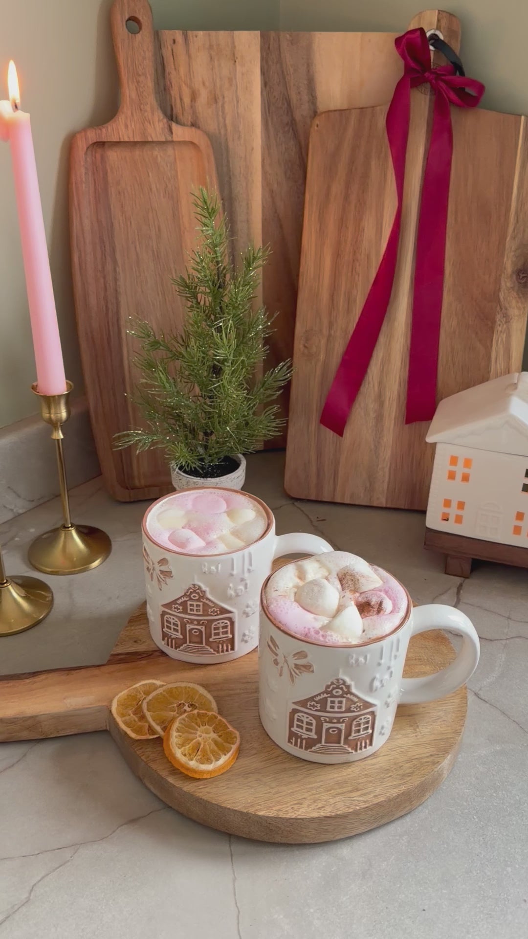 Load video: Gingerbread House Embossed Mug